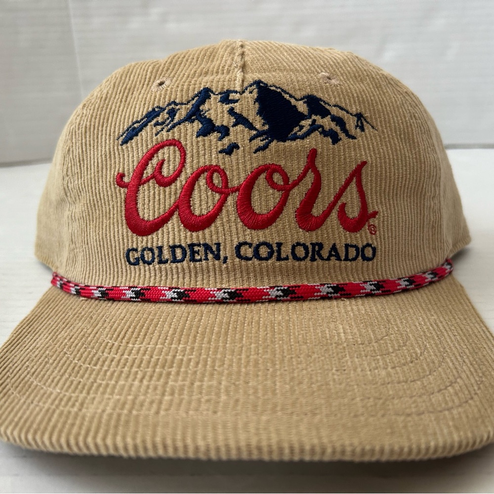 Coors Banquet Beer Hat Mad Engine Corduroy Roped Snapback Tan Cap Golden CO NWT